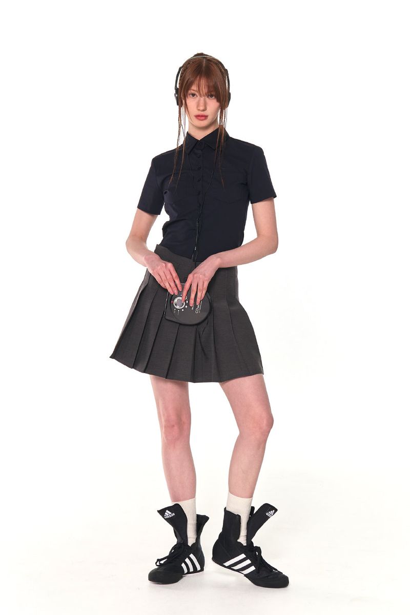 SLIM LINE CROP SHIRTS (NAVY)