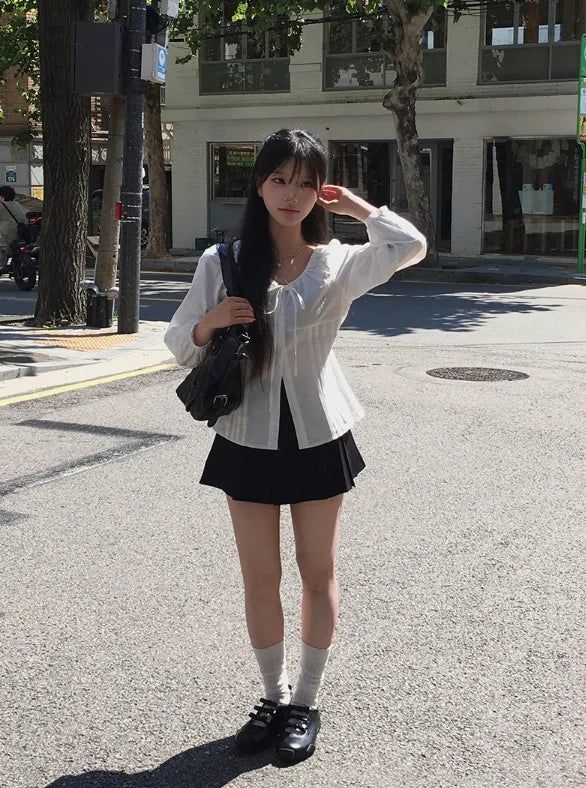 Cory Pintuck Ribbon Long Sleeve Blouse