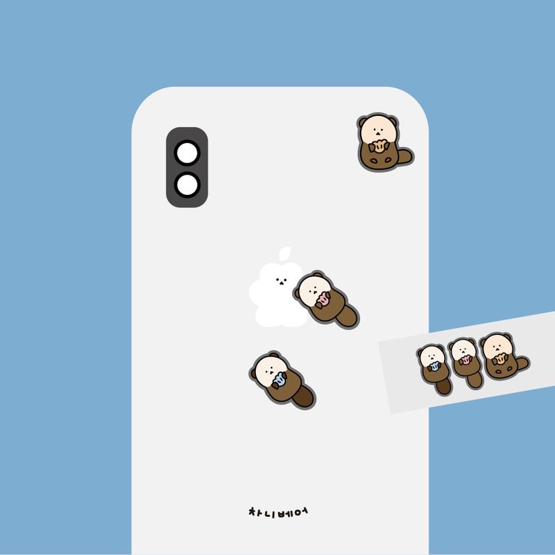 Sea otter Chanibear Set (Metal sticker (ラッコ) + Seal Sticker)