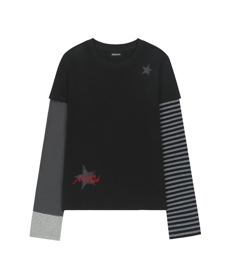 Star Archive Multi Layered Long Sleeve - BLACK