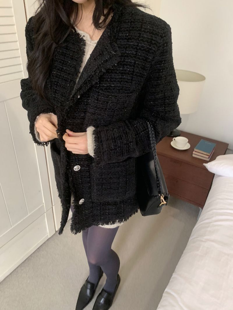 IF classic oversized tweed quilted jacket