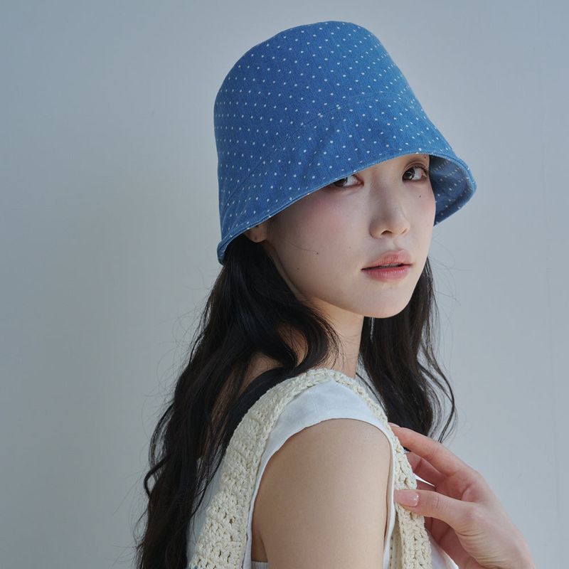 Dot Denim Moon Bucket Hat