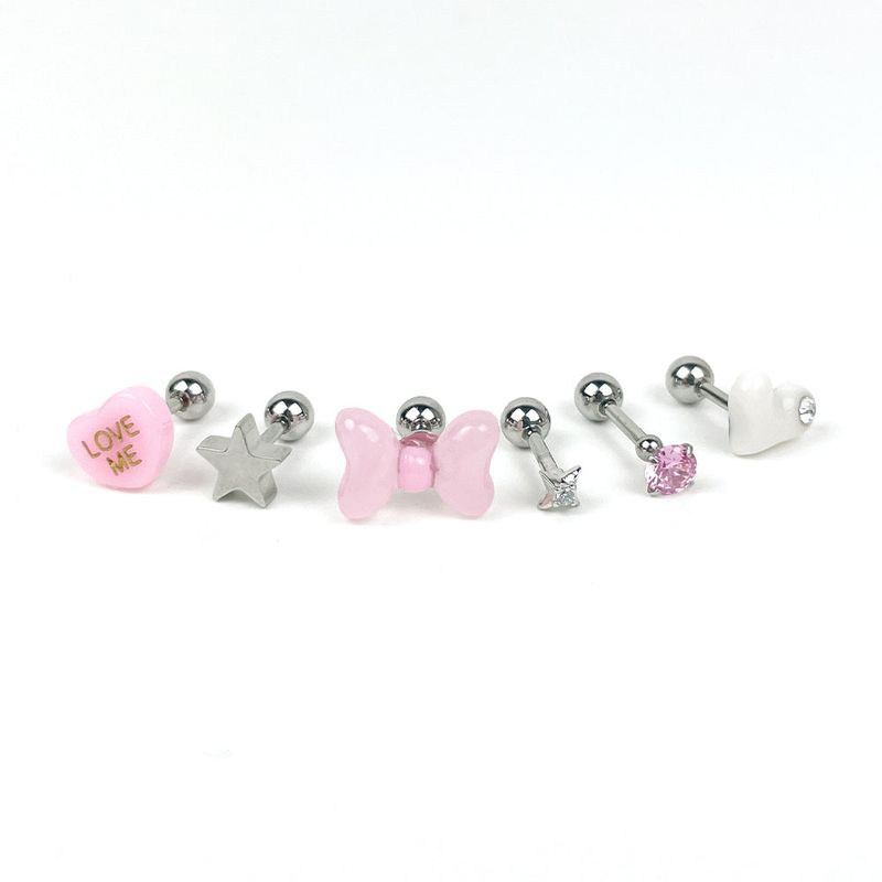 [SET] Ribbon Heart Cubic Piercing