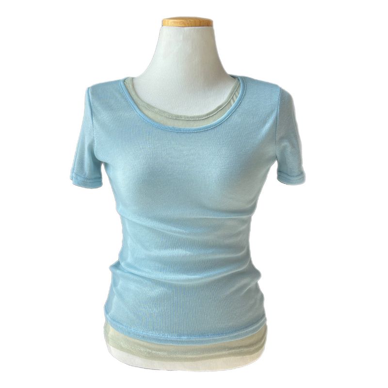 Melting Sheer Layered Half Sleeve Tee