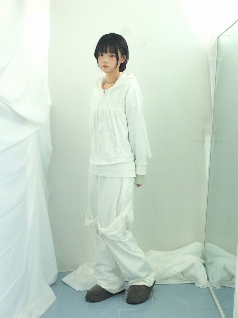 Double ribbon knee-point pants