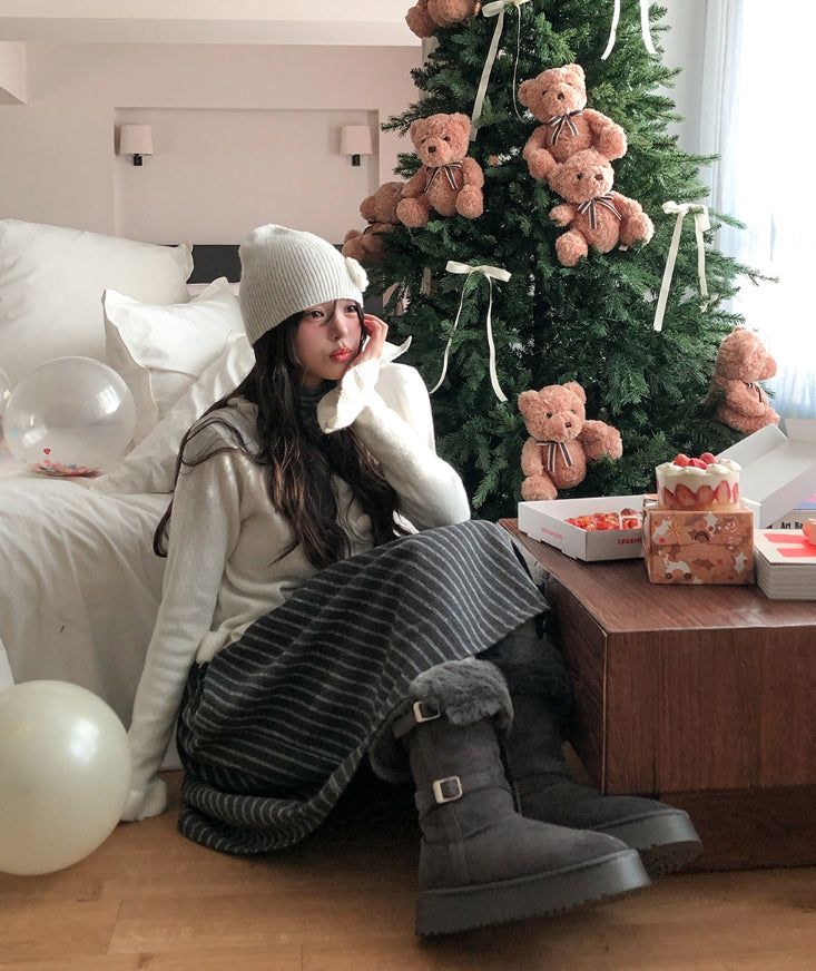 Double Buckle Fur Fold Sheepskin Boots