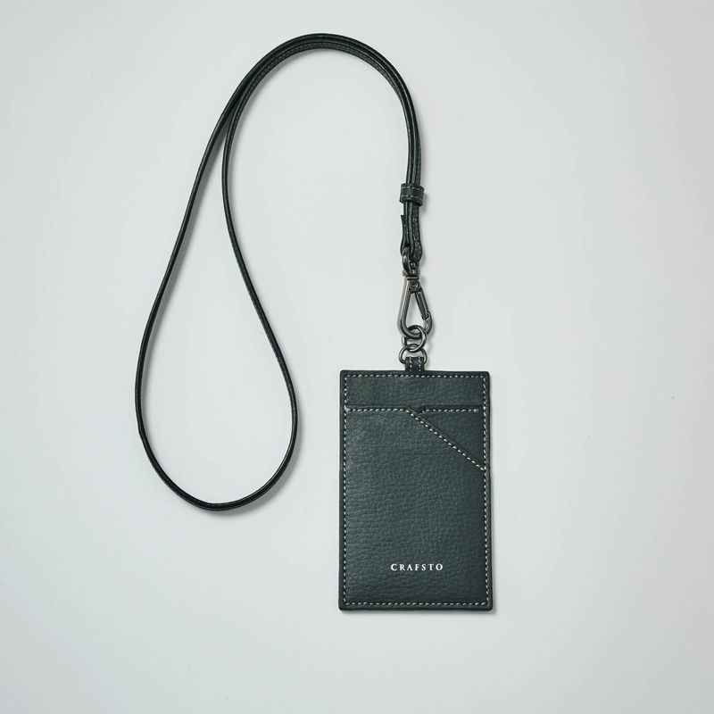Mushroom Leather Commuter Pass Case w/ Neck strap
