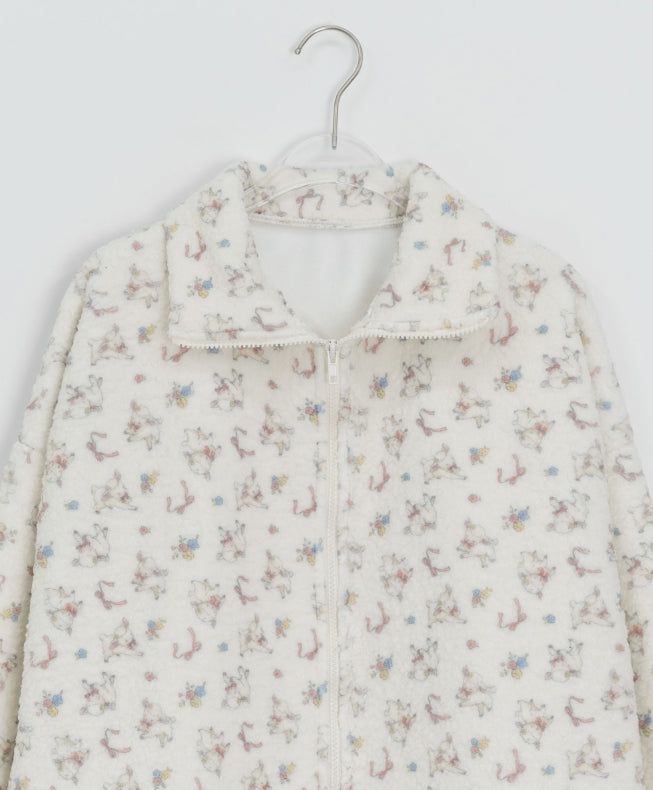 Fiola Brushed Printing Fleece Zip-Up Jumper
