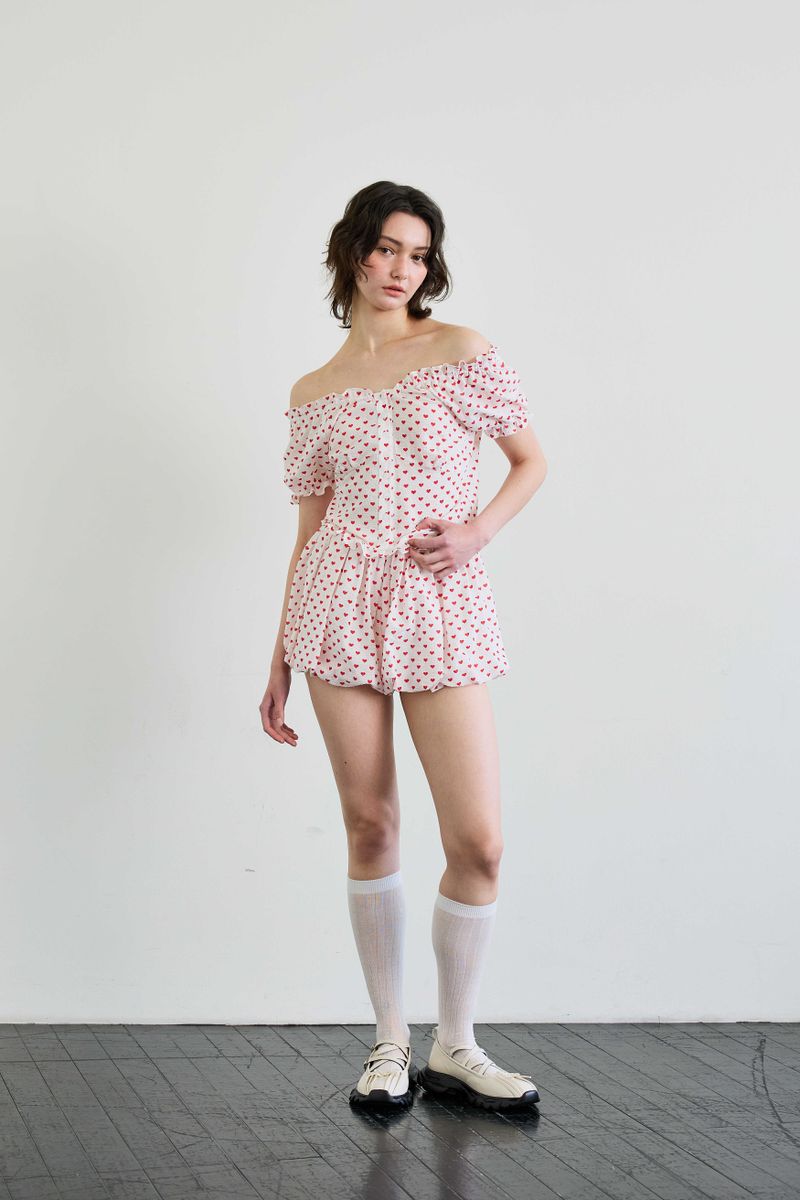 MINI HEART TWO WAY BLOUSE / WHITE