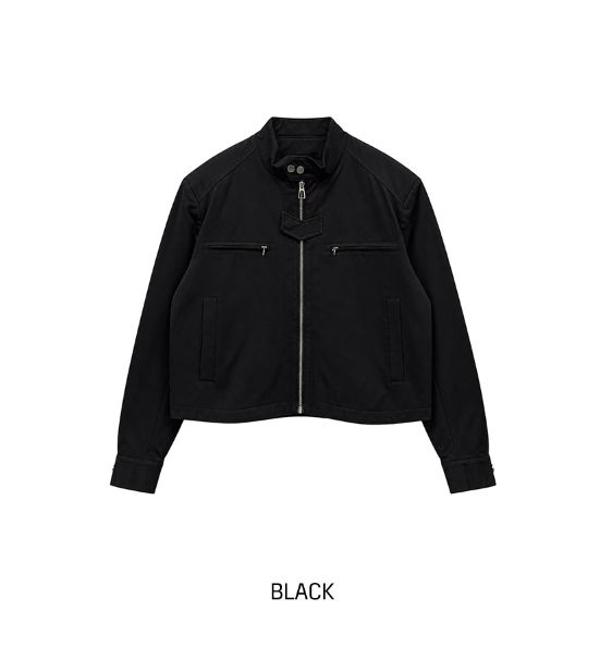 Marron stand-collar cropped jacket