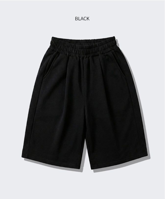 Balloon Curved Sweat Bermuda Pants Black