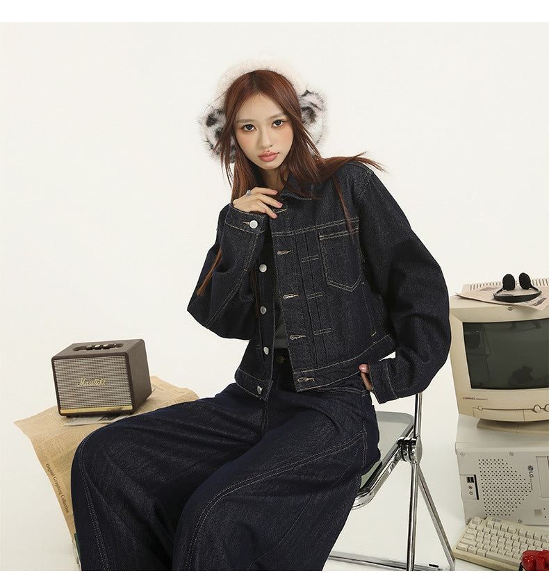 Retro Tie-back Denim Jacket