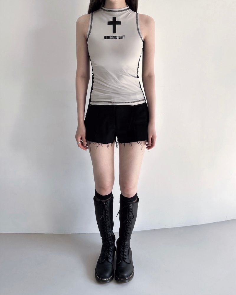 Cross Sleeveless Top (Beige)