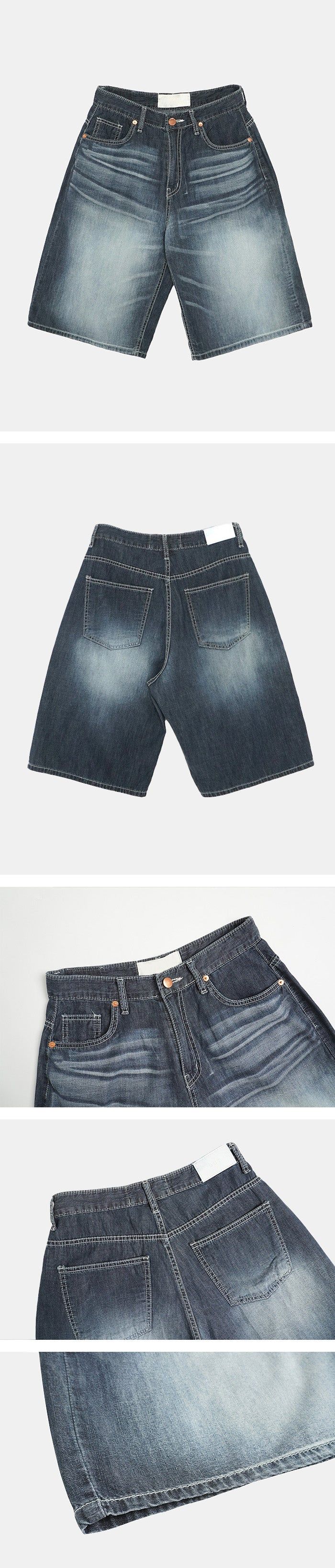 Grayish Washing Skater Half Pants