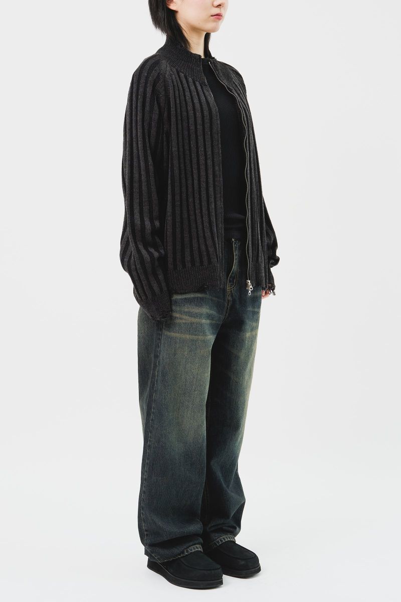 Sep Contrast Knitted Zip Up (3color)