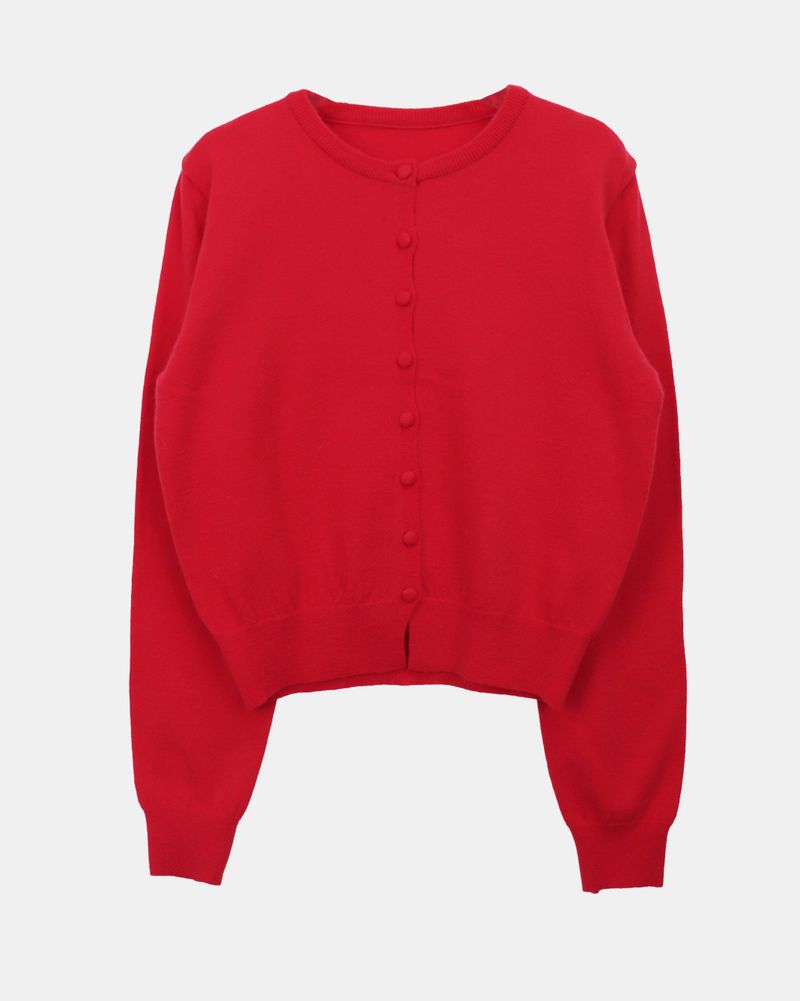 Uran Buttoned Round-Neck Long-Sleeve Cardigan