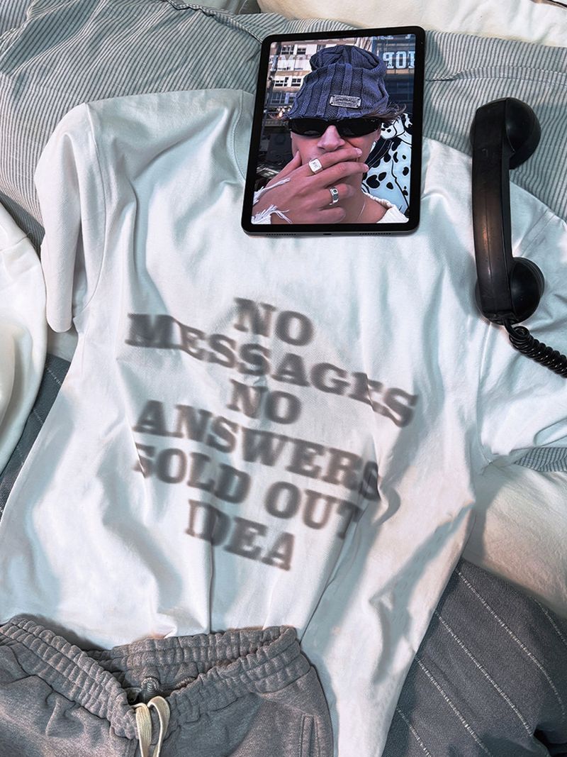 Slogan Blur Print Short Sleeve T-Shirt