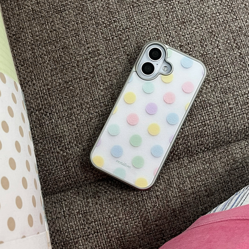 [MADE][Glossy Glass Silver Bumper Case] Pastel Dot 