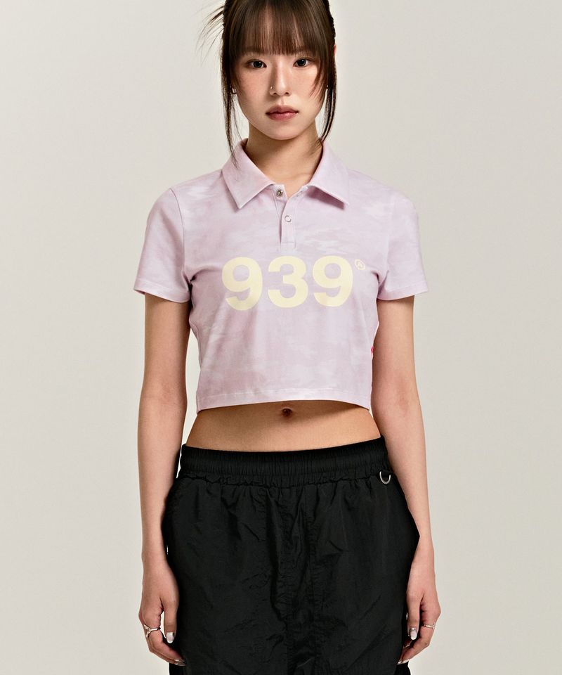 939 LOGO COLLAR CROP TOP (PINK/CAMO)