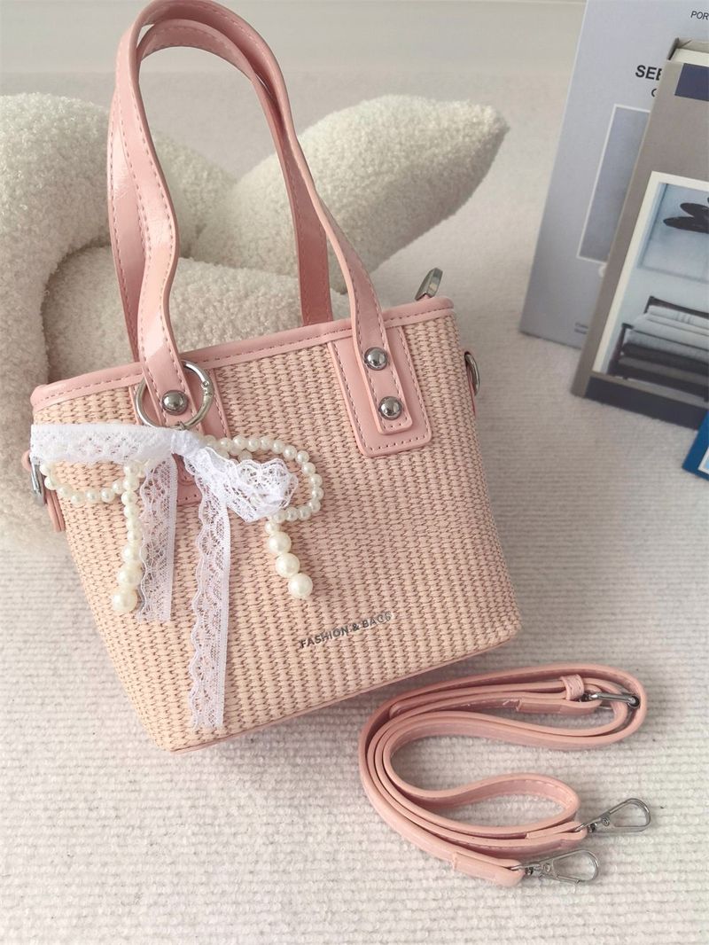 Vacation Straw Rattan Beach Holiday Bucket Bag