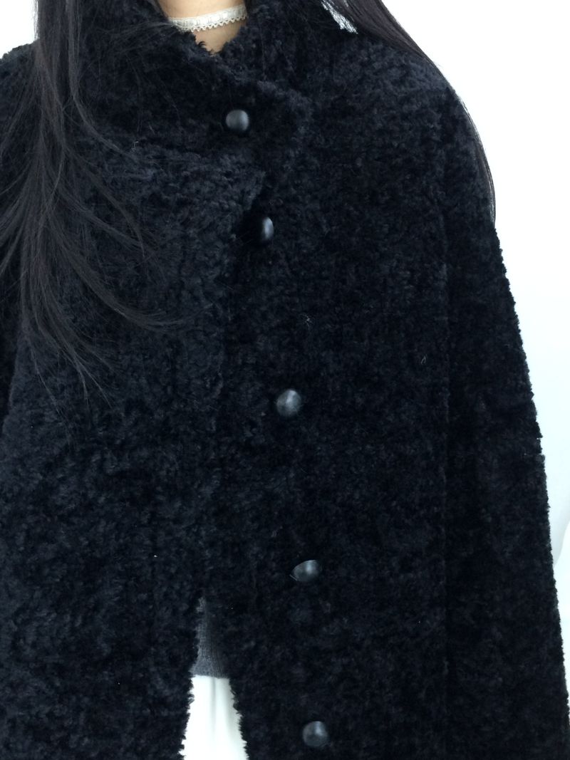 highneck puffy fur jacket