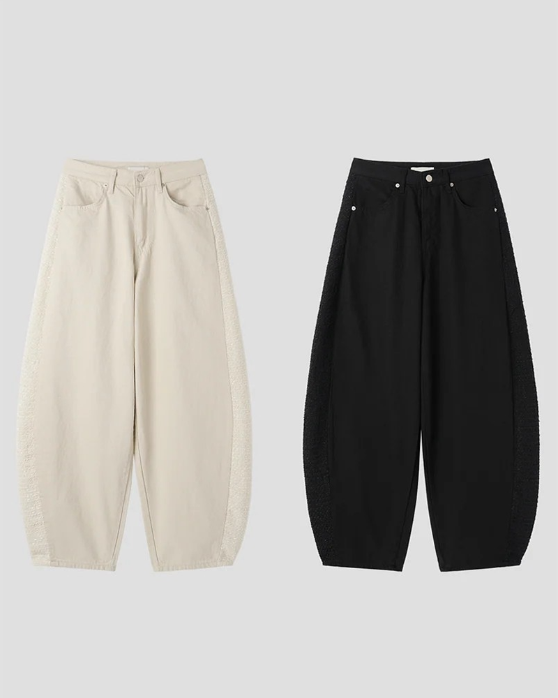 TWILL MIX CURVED PANTS (2C)