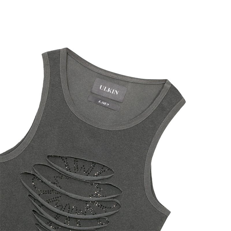 [ULKIN] Cut-Out MUGUNG Cubic Tank Top_Charcoal