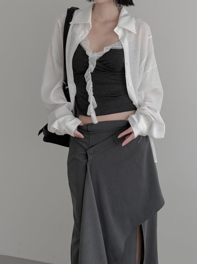 Luen Unbalanced Wrap Long Skirt