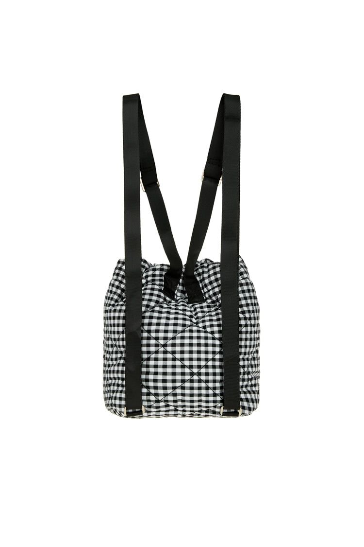 Gingham check string mini backpack (BLACK)