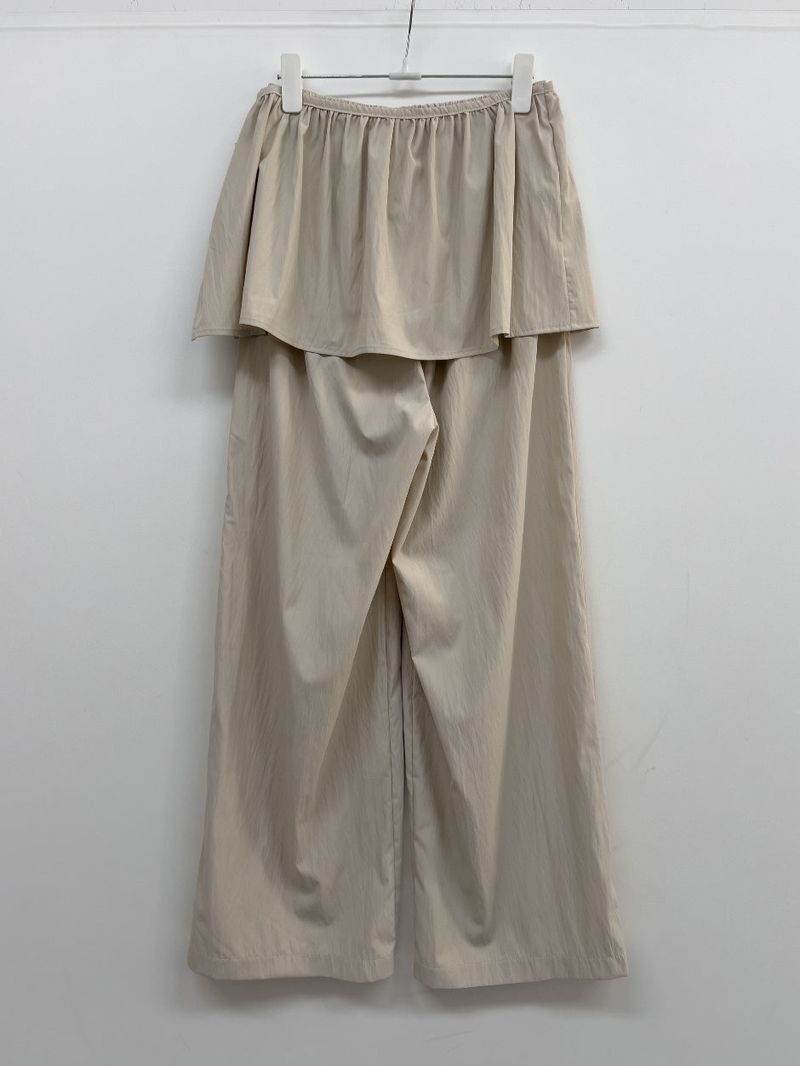 Frill Wrap Nylon Wide Pants