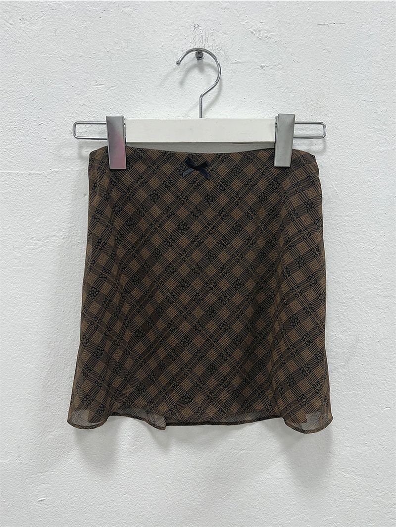 CHECK CHIFFON MINI SKIRT (4C)