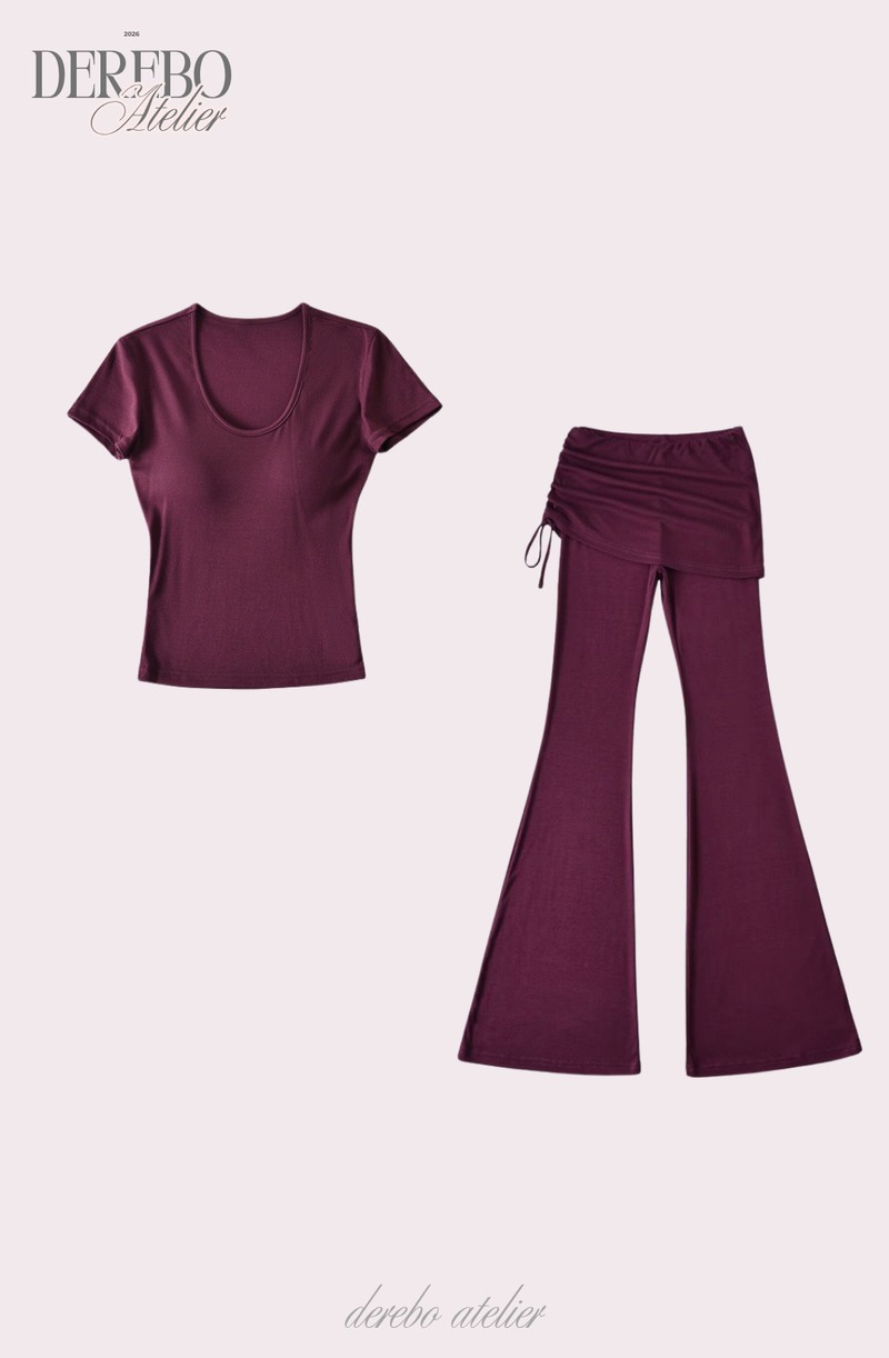 Liiv short-sleeve cap training shirring pants set (TOP)