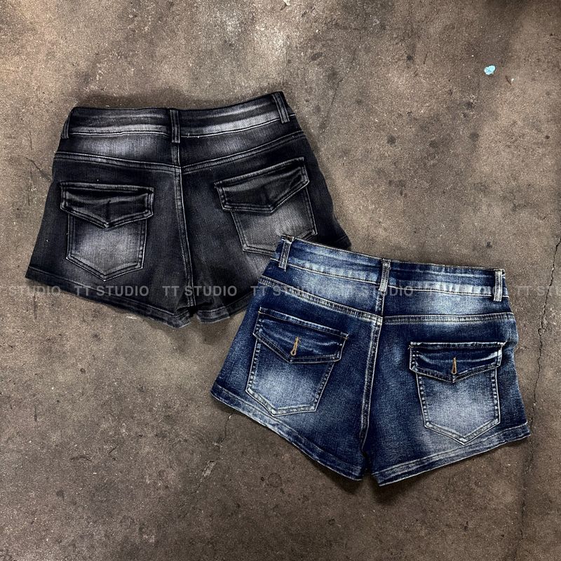 Vintage zip short denim-PT