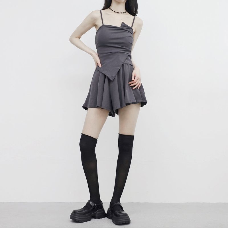 pesh string bolero + shirring sleeveless + shorts set