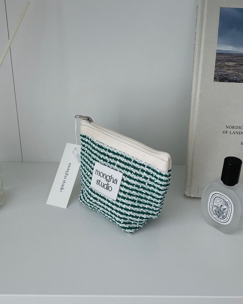 zipper pouch - Summer tweed (green-M)