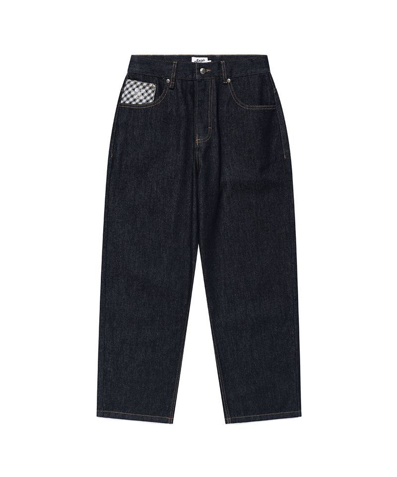 CHECK APPLIQUE DENIM PANTS BLUE(CV2GSFD111A)