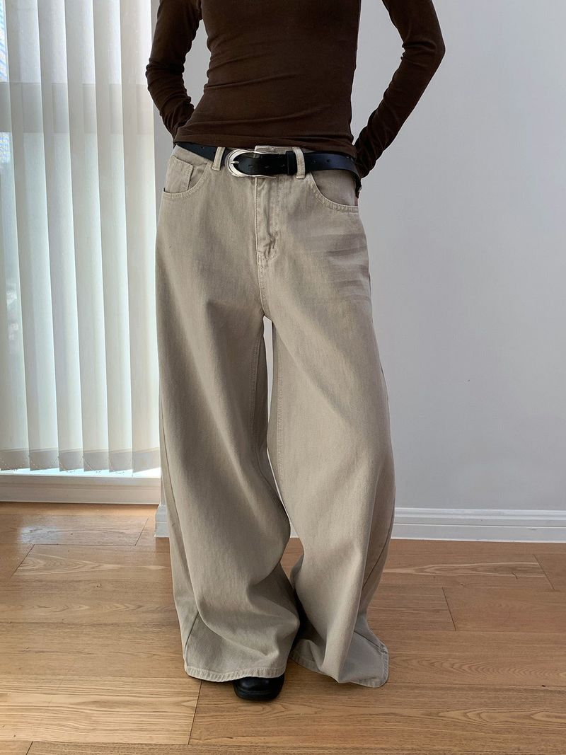 Four Seasons Wide Washed Cotton Pants