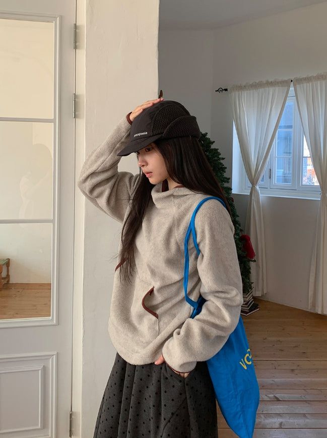 Comdero color matching fleece brushed hoodie