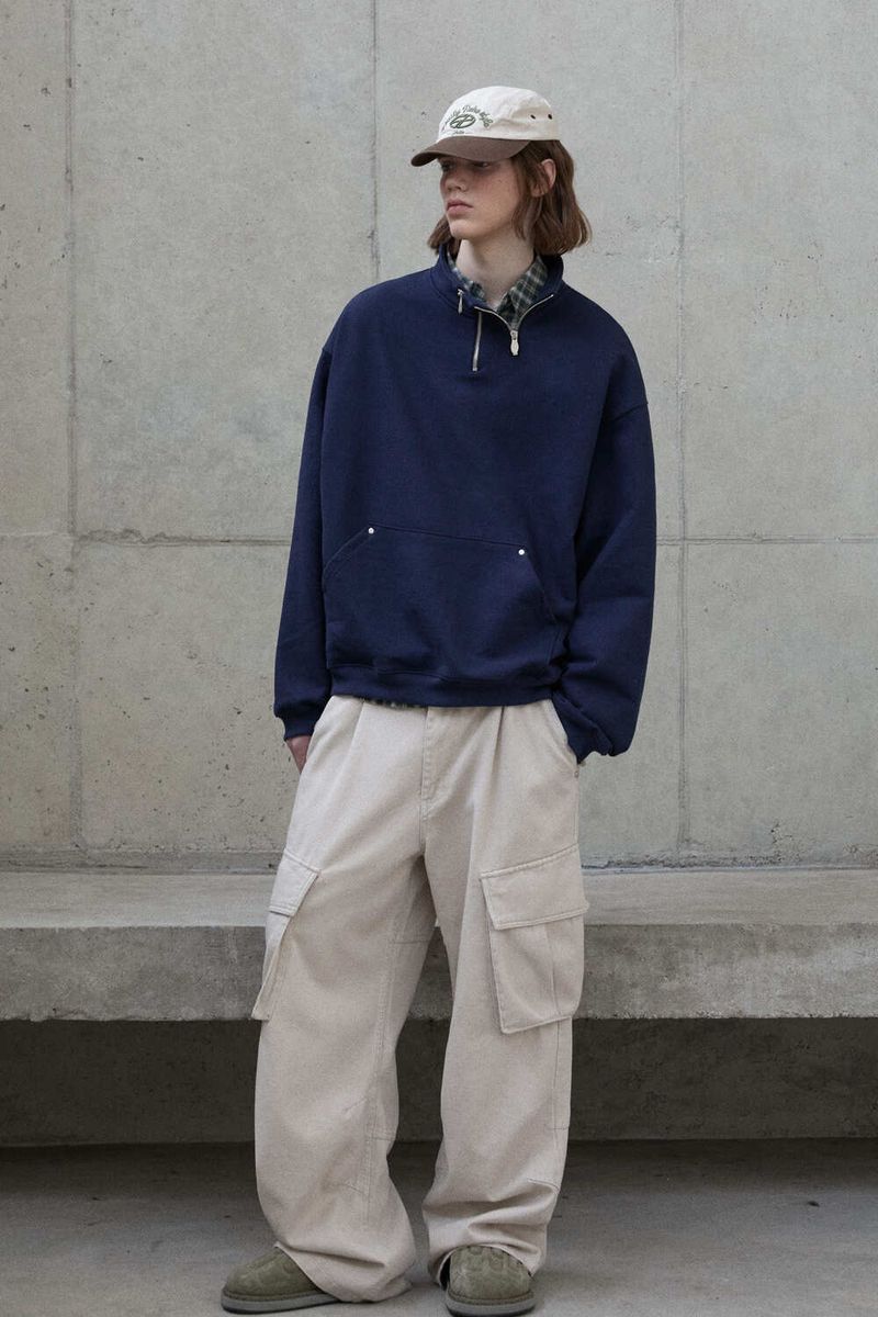 Double zipper high-neck sweatshirt