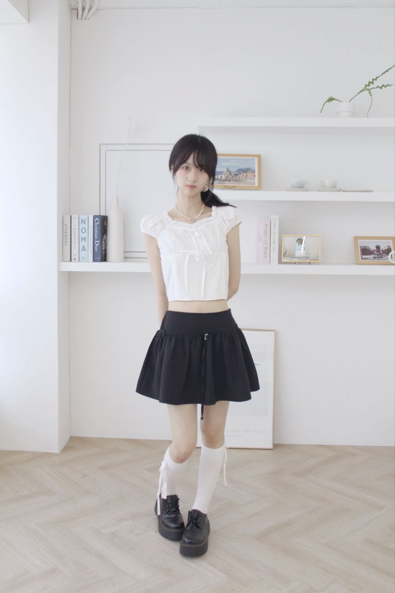 [Belt Set] Half Flare Mini Skirt