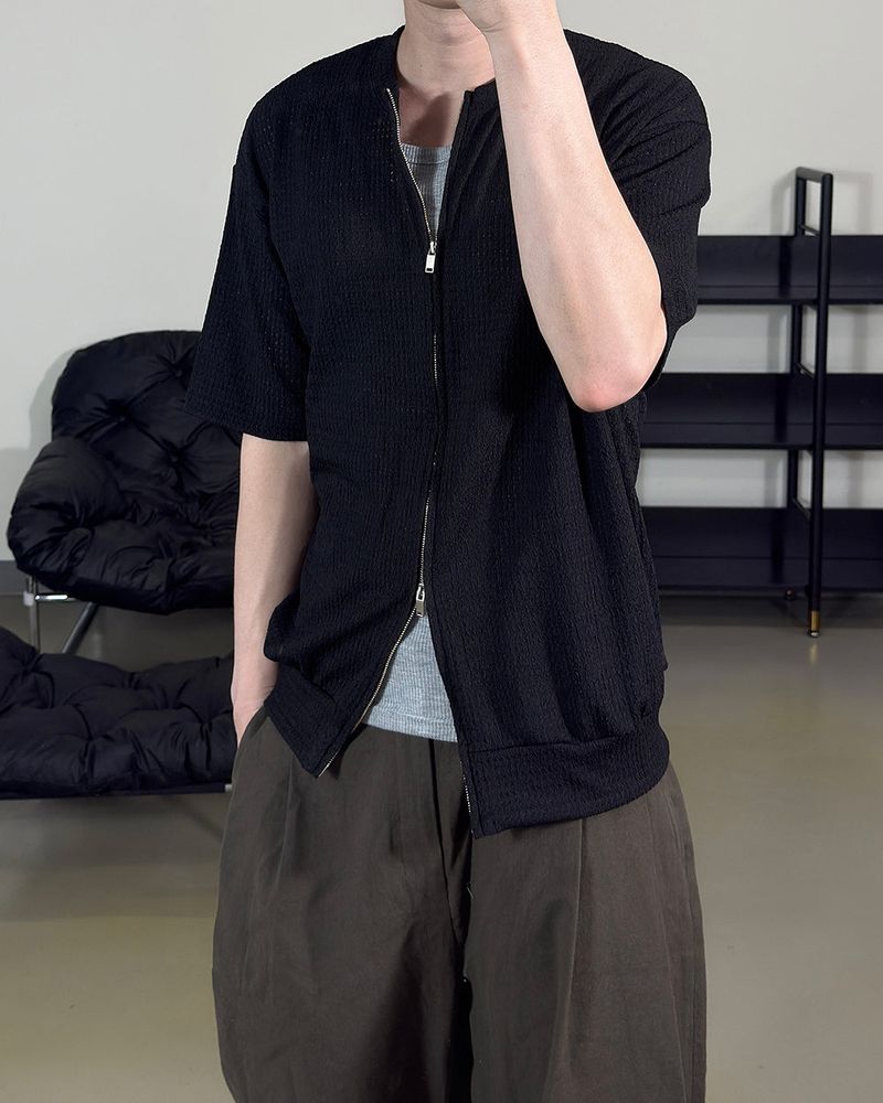 Rell Short Sleeve Knit Zip-Up