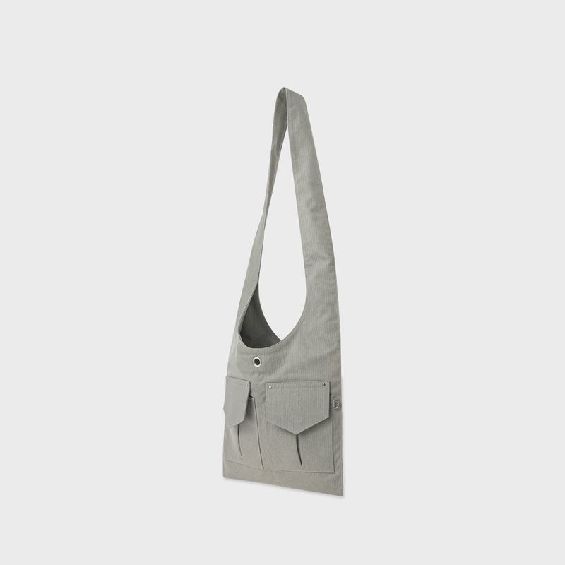 Fabric 2 Pocket Flat Cross Bag Set (Light Khaki)