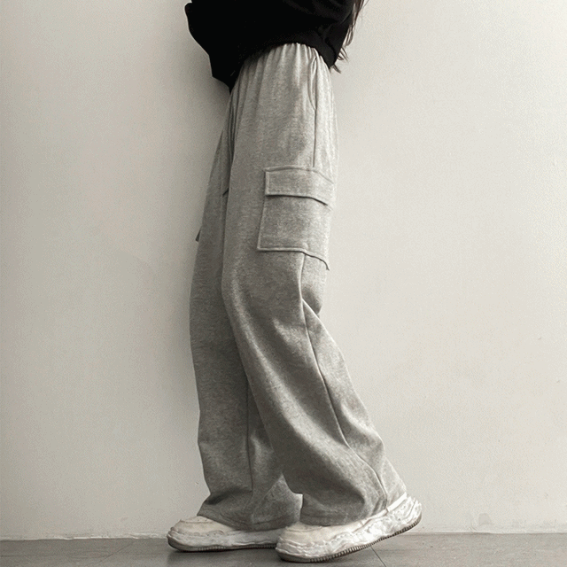 Cyan Cargo Wide Sweat Pants
