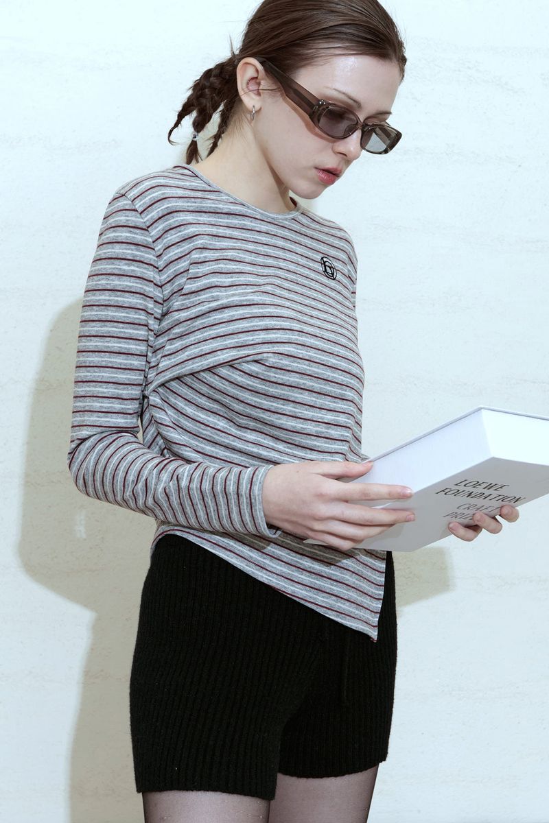 RETRO ASYMMETRIC TOP_MELANGE GRAY