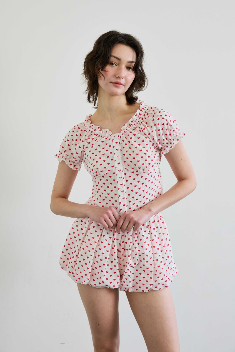 MINI HEART TWO WAY BLOUSE / WHITE