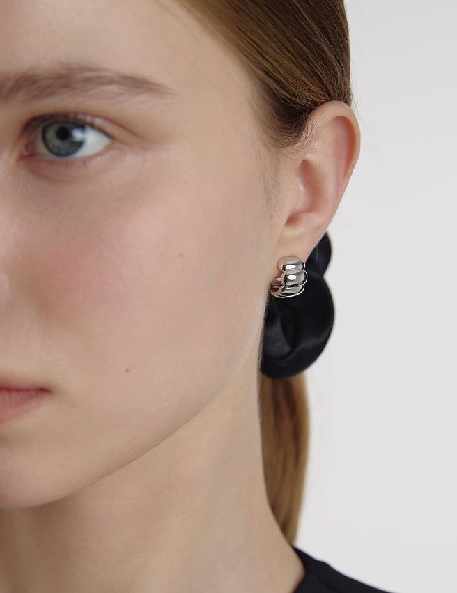 26SS★ Ice Cushion (W) Wide One-Touch Earrings
