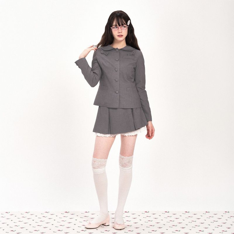 FIRST LOVE RIBBON JACKET - GRAY