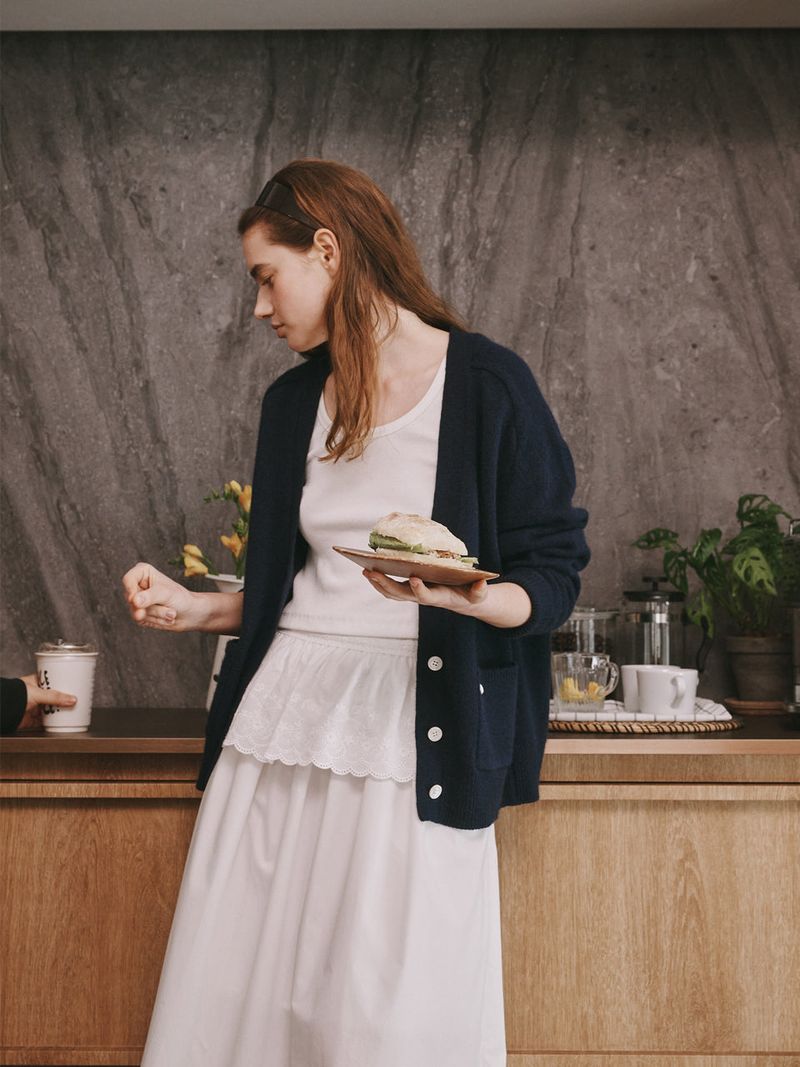 Shirring cotton skirts (Ivory)