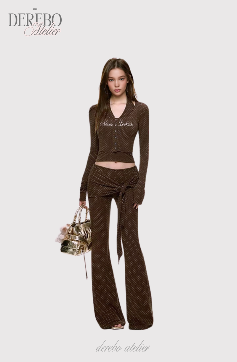 Dot halter cardigan flare training setup (PANTS)