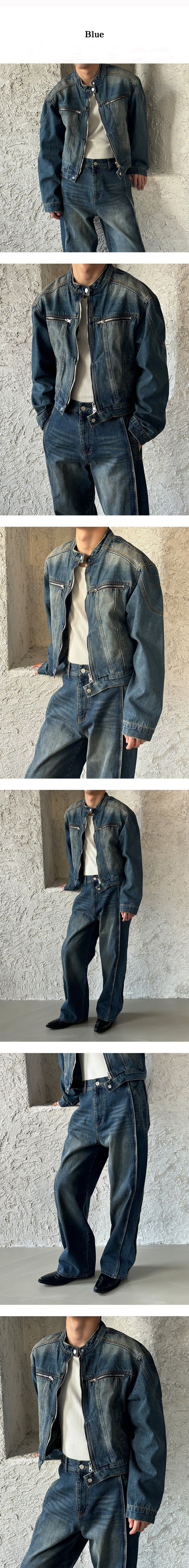  [S/F] Crop biker denim jacket(2color)
